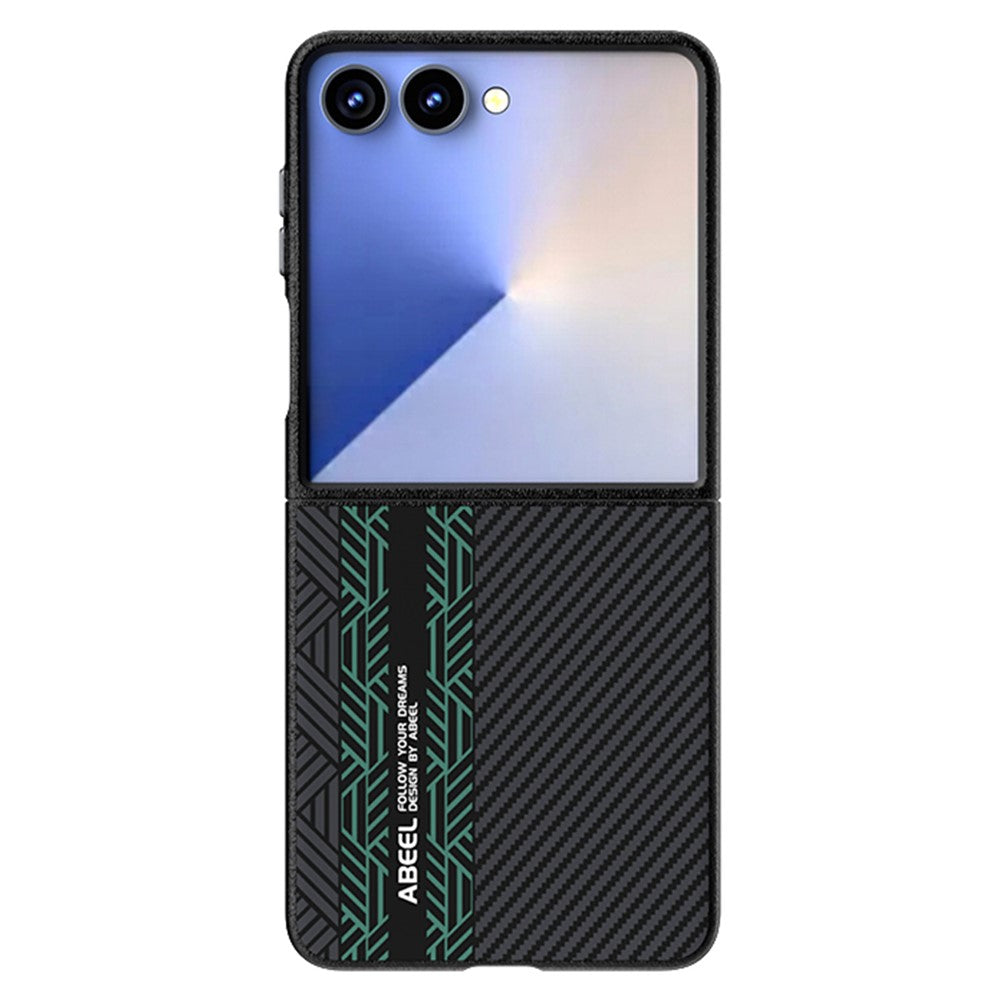 ABEEL For Samsung Galaxy Z Flip7 5G Case PC + Aluminum Alloy + PU Leather Phone Cover Compatible with MagSafe - Texture 2