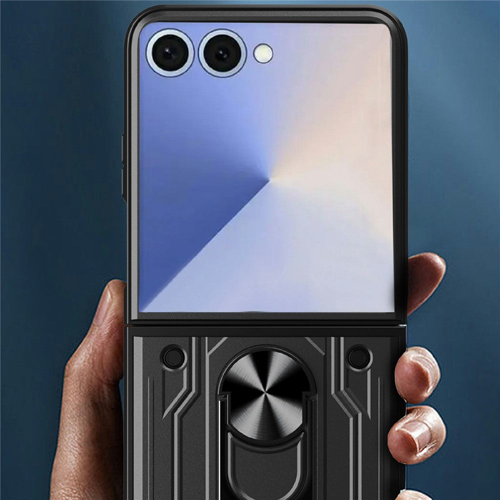 For Samsung Galaxy Z Flip7 5G Case Kickstand PC Phone Back Cover - Black