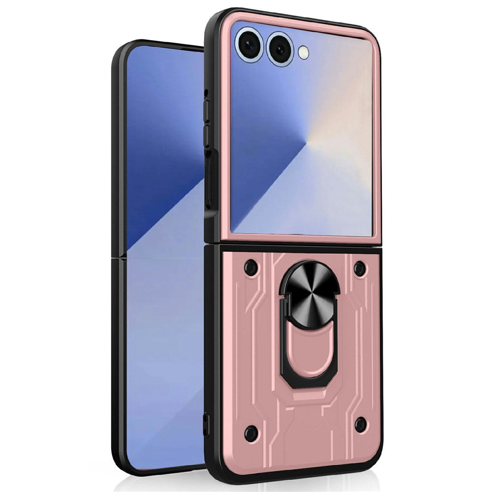 For Samsung Galaxy Z Flip7 5G Case Kickstand PC Phone Back Cover - Rose Gold