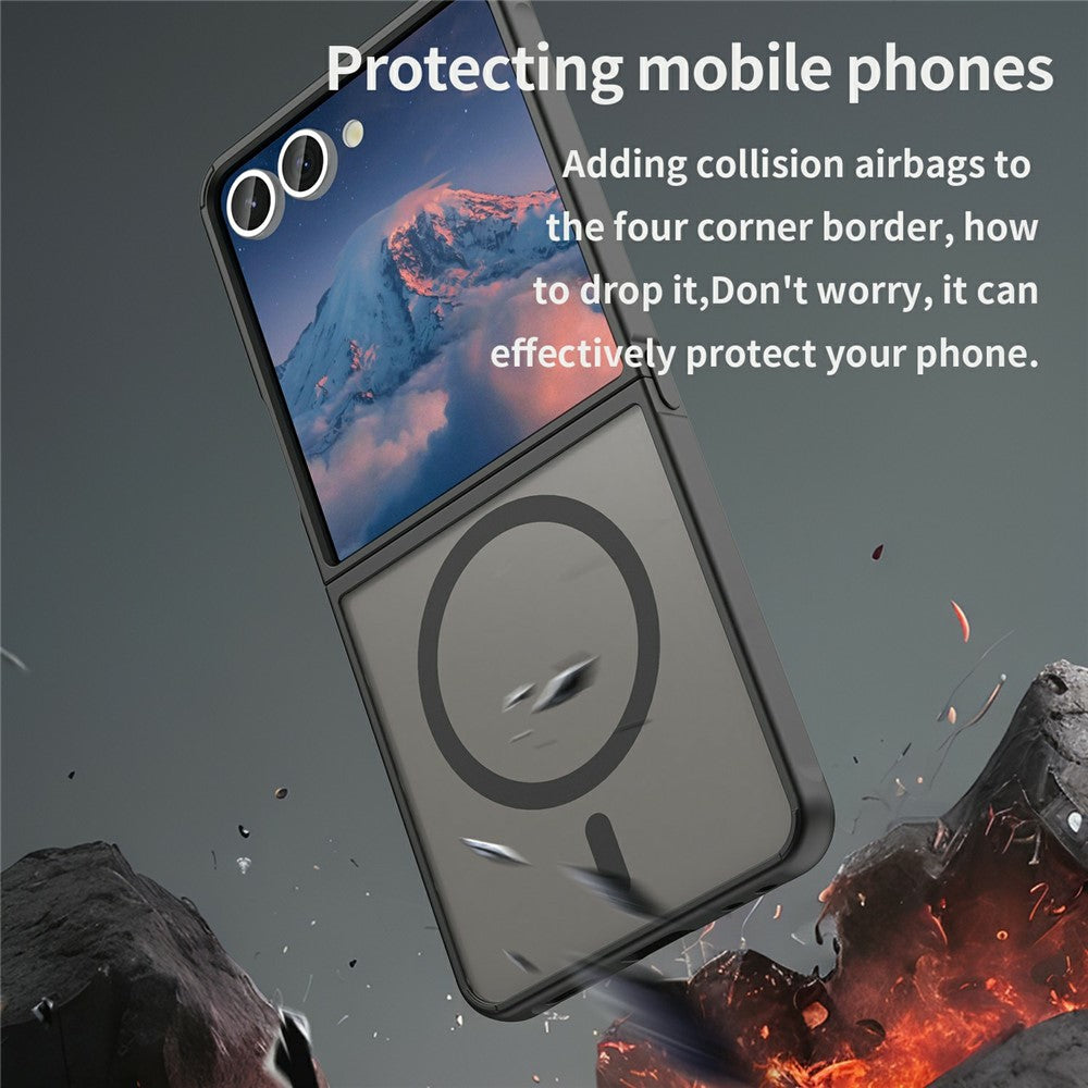 For Samsung Galaxy Z Flip7 5G Case Compatible with MagSafe Anti Drop PC + TPU Phone Cover - Black