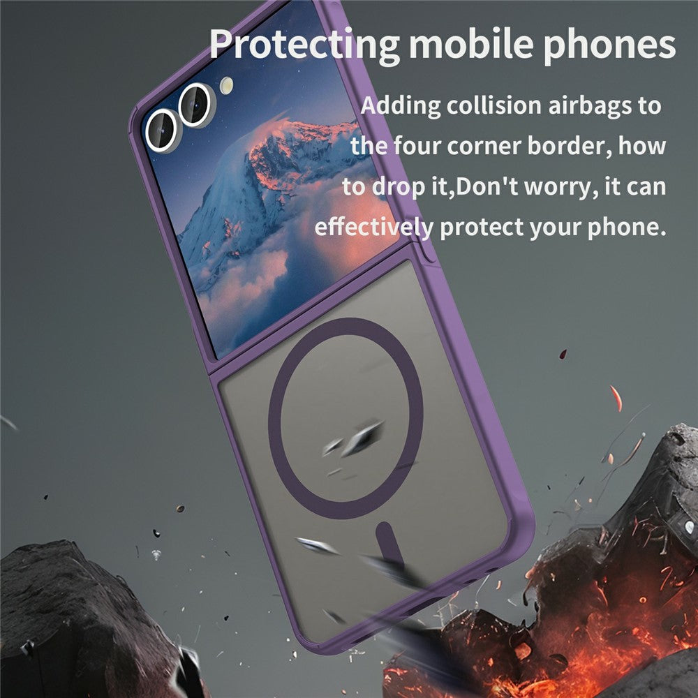 For Samsung Galaxy Z Flip7 5G Case Compatible with MagSafe Anti Drop PC + TPU Phone Cover - Purple