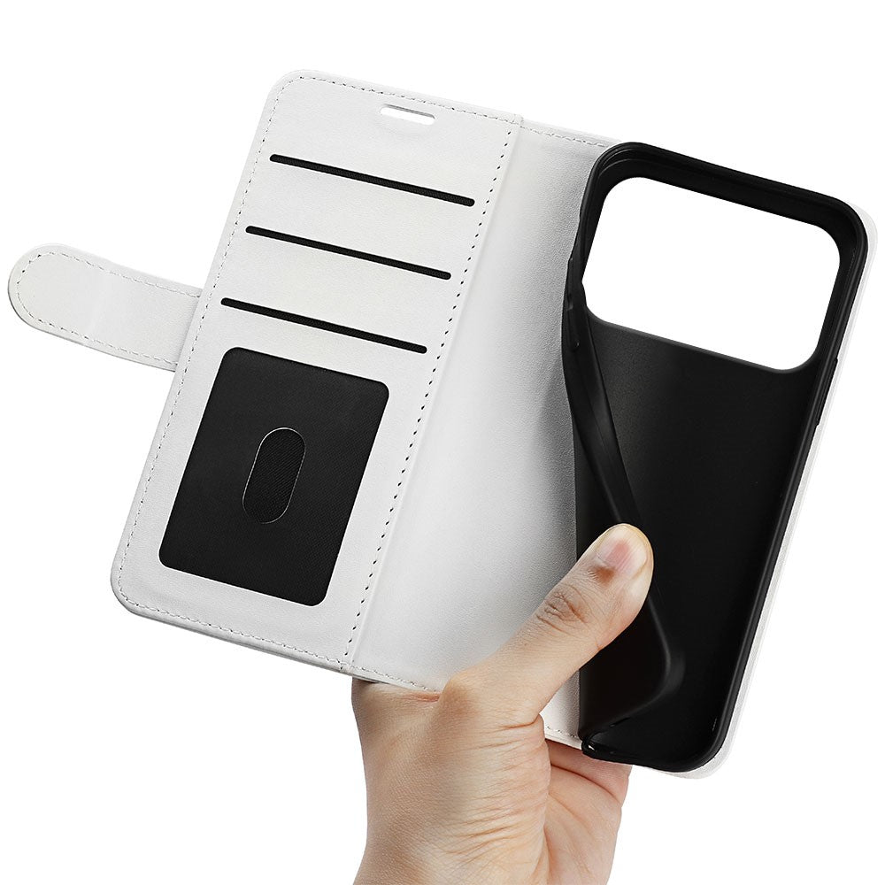 For iPhone 17 Pro Max Case Crazy Horse Texture Stand Leather Phone Cover - White