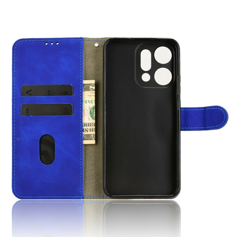 For Oppo Reno14 Pro 5G (Global) Leather Case Skin Feel Anti Drop Wallet Flip Phone Cover - Blue