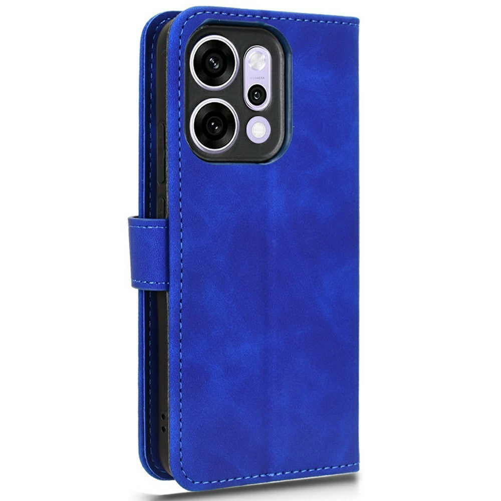 For Oppo Reno14 Pro 5G (Global) Leather Case Skin Feel Anti Drop Wallet Flip Phone Cover - Blue