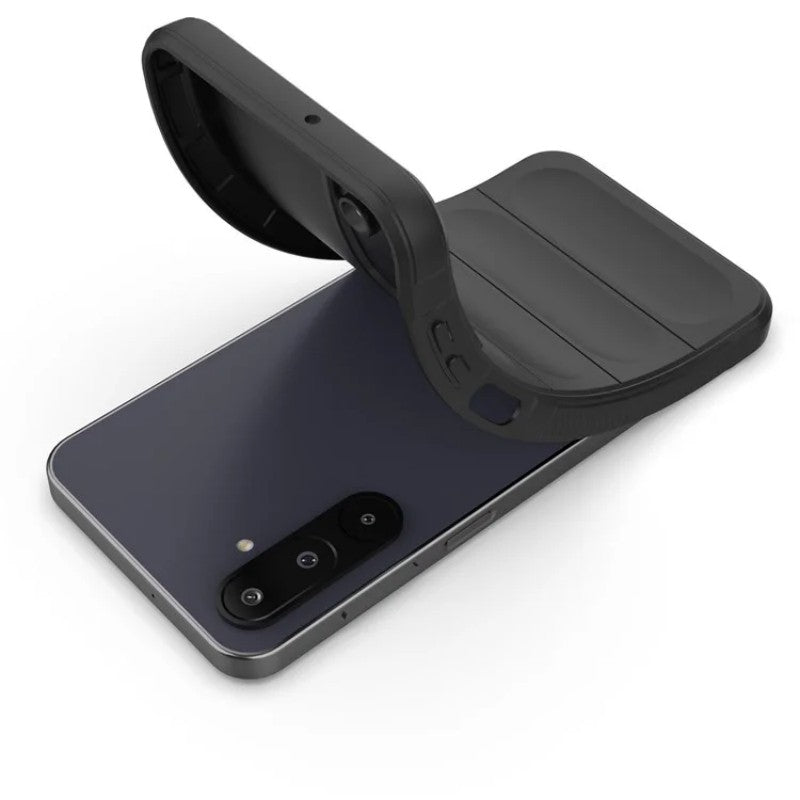 For Samsung Galaxy M16 5G TPU Case WANLONFENG HD Series Anti Slip Phone Cover with Tempered Glass - Black