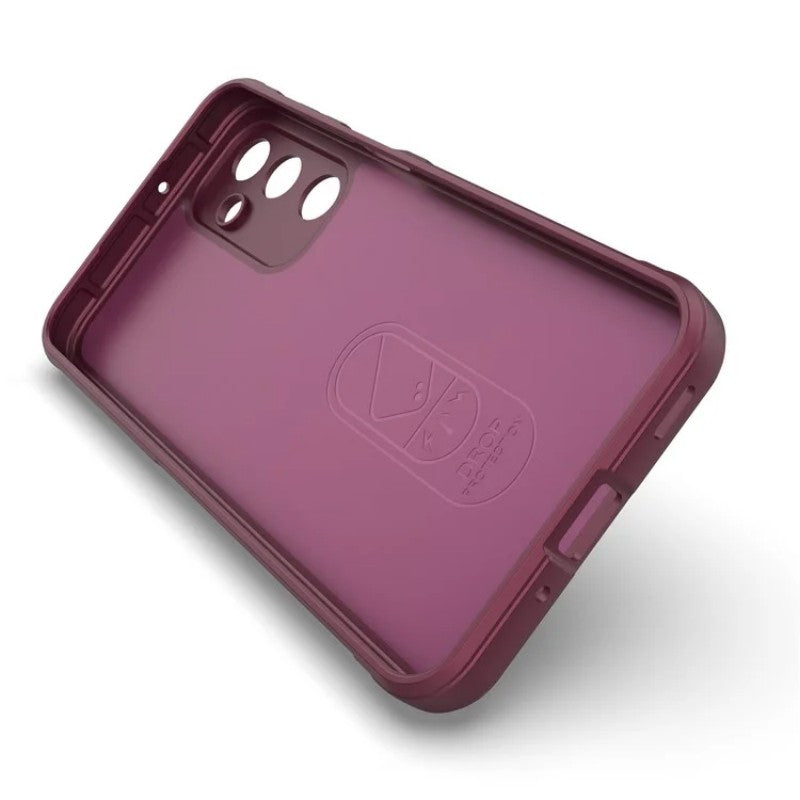 For Samsung Galaxy M16 5G TPU Case WANLONFENG HD Series Anti Slip Phone Cover with Tempered Glass - Wine Red
