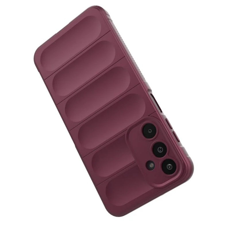 For Samsung Galaxy M16 5G TPU Case WANLONFENG HD Series Anti Slip Phone Cover with Tempered Glass - Wine Red