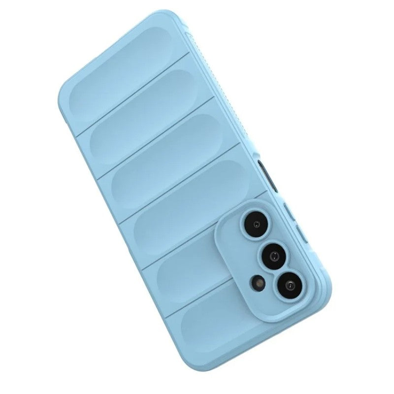 For Samsung Galaxy M16 5G TPU Case WANLONFENG HD Series Anti Slip Phone Cover with Tempered Glass - Baby Blue