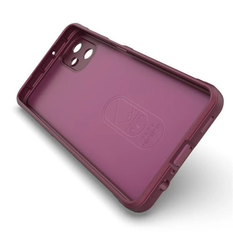 For Samsung Galaxy M06 5G / Galaxy F06 5G TPU Case WANLONFENG HD Series Anti Slip Phone Cover with Tempered Glass - Wine Red