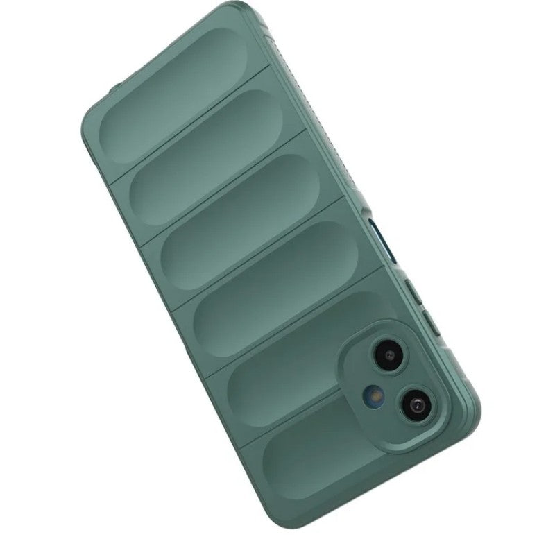 For Samsung Galaxy M06 5G / Galaxy F06 5G TPU Case WANLONFENG HD Series Anti Slip Phone Cover with Tempered Glass - Army Green