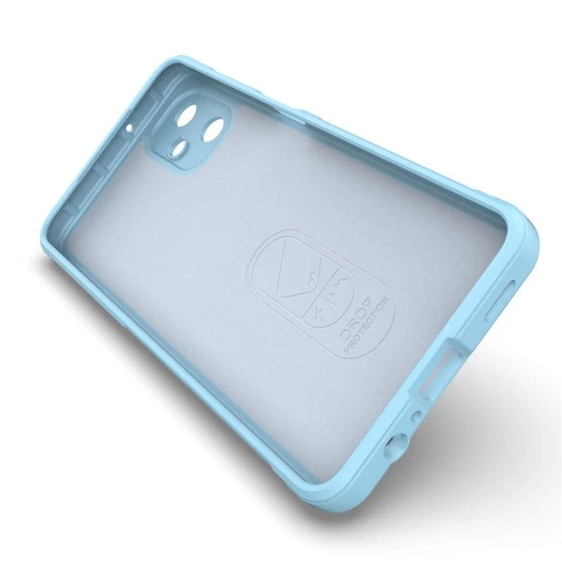 For Samsung Galaxy M06 5G / Galaxy F06 5G TPU Case WANLONFENG HD Series Anti Slip Phone Cover with Tempered Glass - Baby Blue