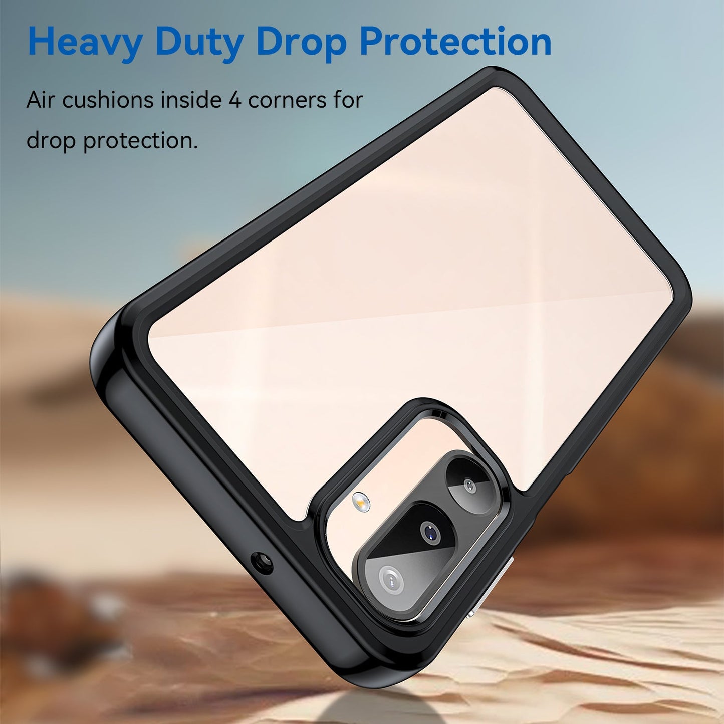 For Samsung Galaxy M16 5G Phone Case WANLONFENG XC Series TPU Acrylic Cover with Tempered Glass (Big Lens Hole) - Black