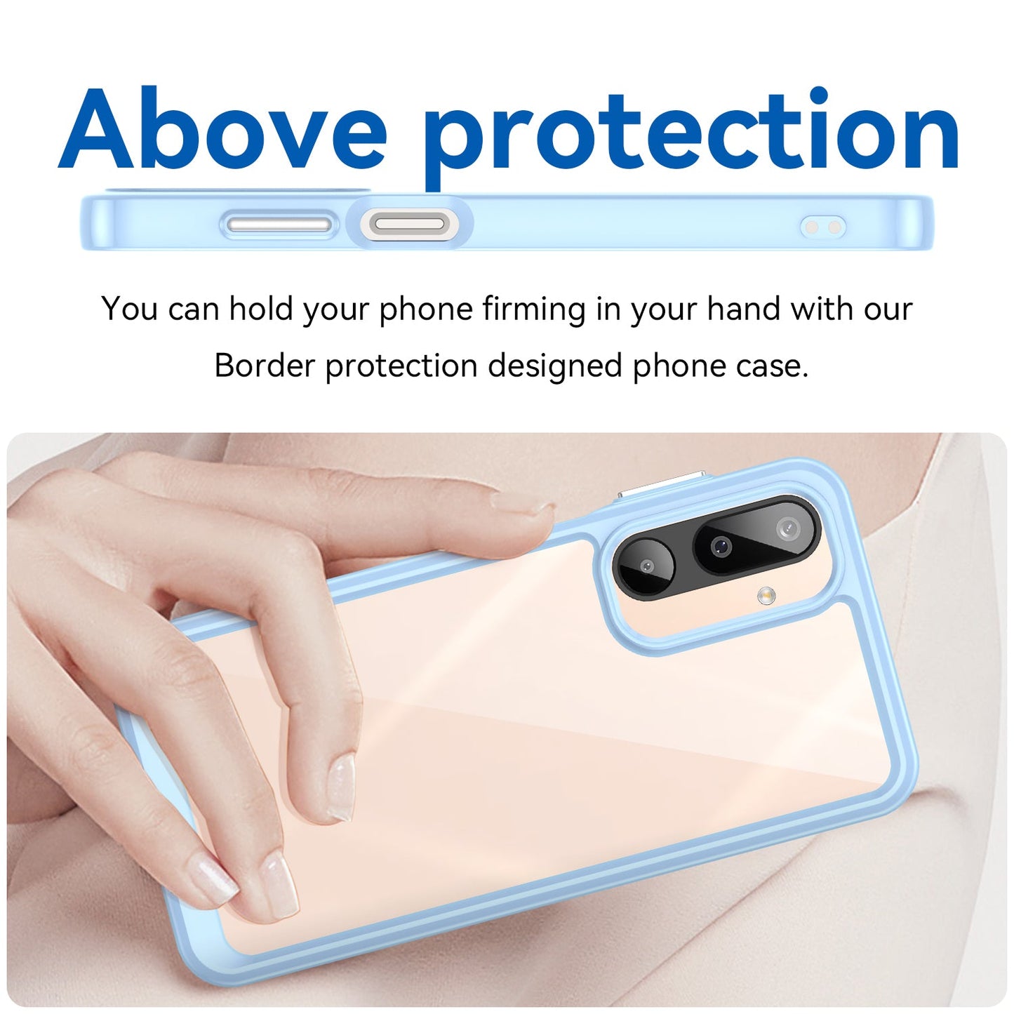 For Samsung Galaxy M16 5G Phone Case WANLONFENG XC Series TPU Acrylic Cover with Tempered Glass (Big Lens Hole) - Blue