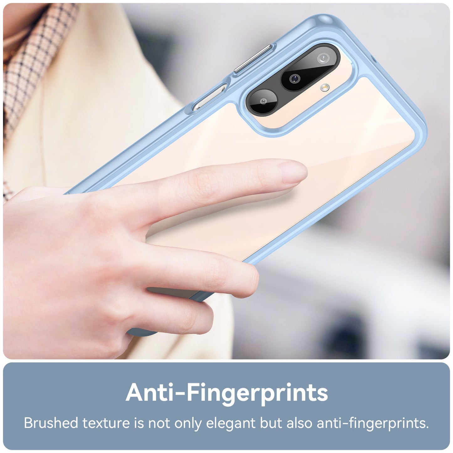 For Samsung Galaxy M16 5G Phone Case WANLONFENG XC Series TPU Acrylic Cover with Tempered Glass (Big Lens Hole) - Blue