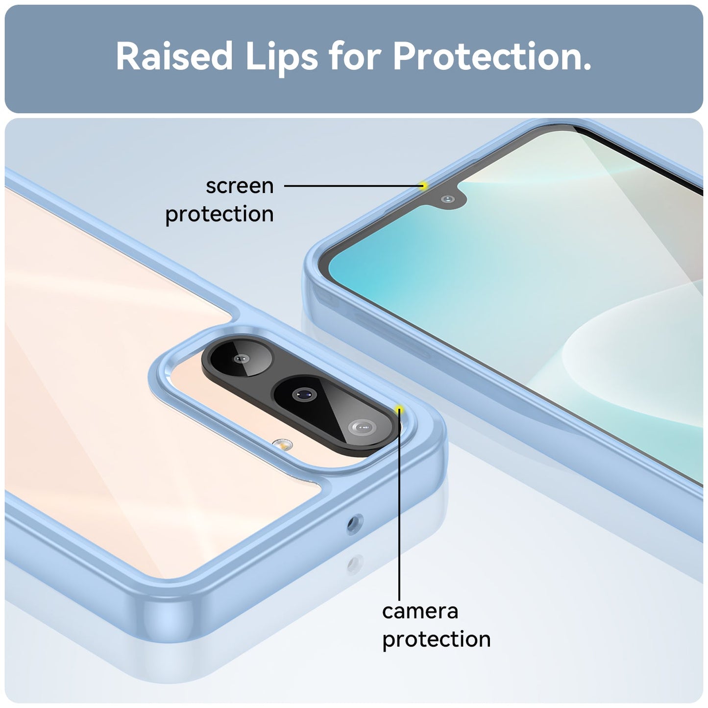 For Samsung Galaxy M16 5G Phone Case WANLONFENG XC Series TPU Acrylic Cover with Tempered Glass (Big Lens Hole) - Blue