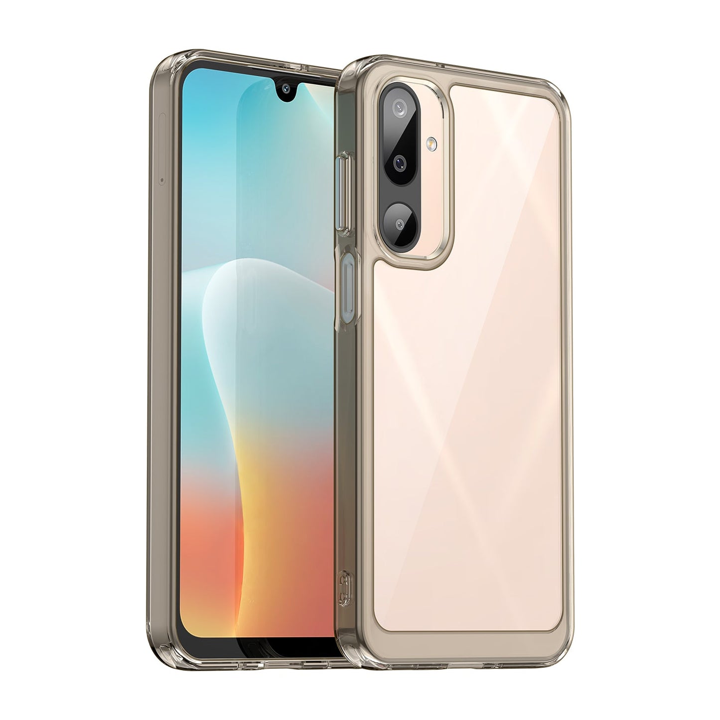 For Samsung Galaxy M16 5G Phone Case WANLONFENG XC Series TPU Acrylic Cover with Tempered Glass (Big Lens Hole) - Transparent Grey
