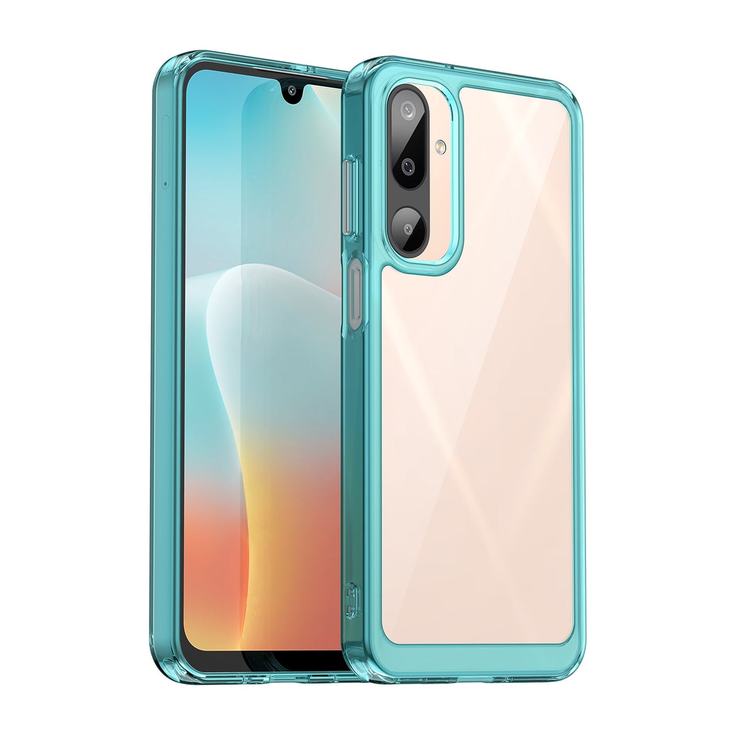 For Samsung Galaxy M16 5G Phone Case WANLONFENG XC Series TPU Acrylic Cover with Tempered Glass (Big Lens Hole) - Transparent Blue