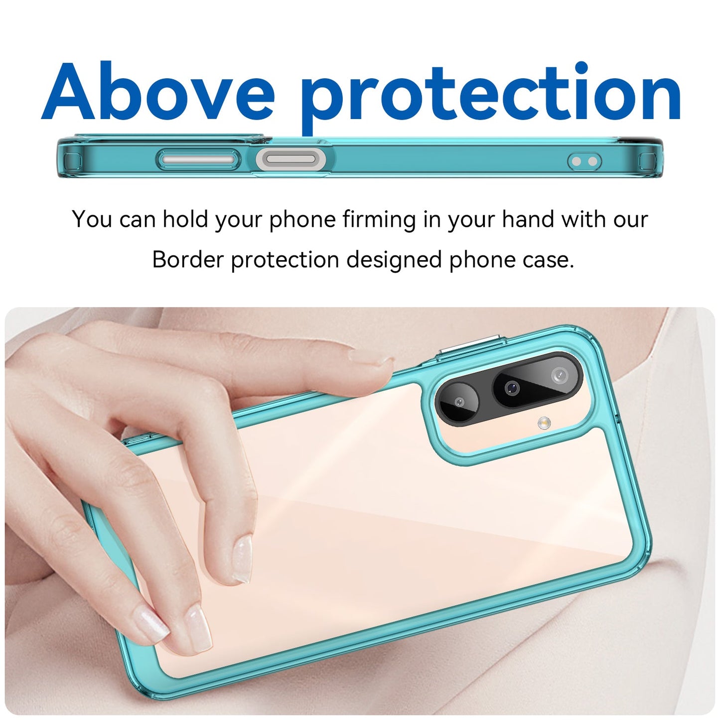 For Samsung Galaxy M16 5G Phone Case WANLONFENG XC Series TPU Acrylic Cover with Tempered Glass (Big Lens Hole) - Transparent Blue