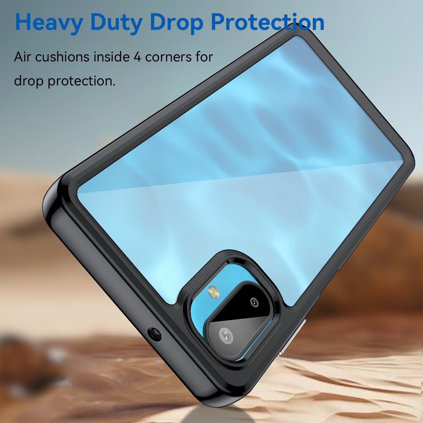 For Samsung Galaxy M06 5G Phone Case WANLONFENG XC Series TPU Acrylic Cover with Tempered Glass (Big Lens Hole) - Black