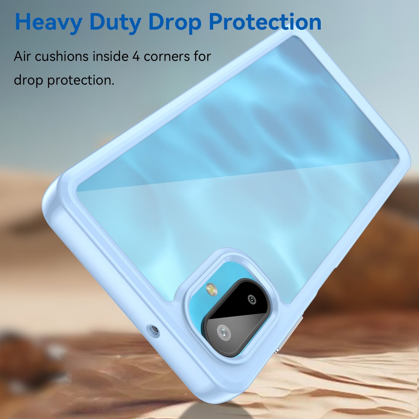 For Samsung Galaxy M06 5G Phone Case WANLONFENG XC Series TPU Acrylic Cover with Tempered Glass (Big Lens Hole) - Blue