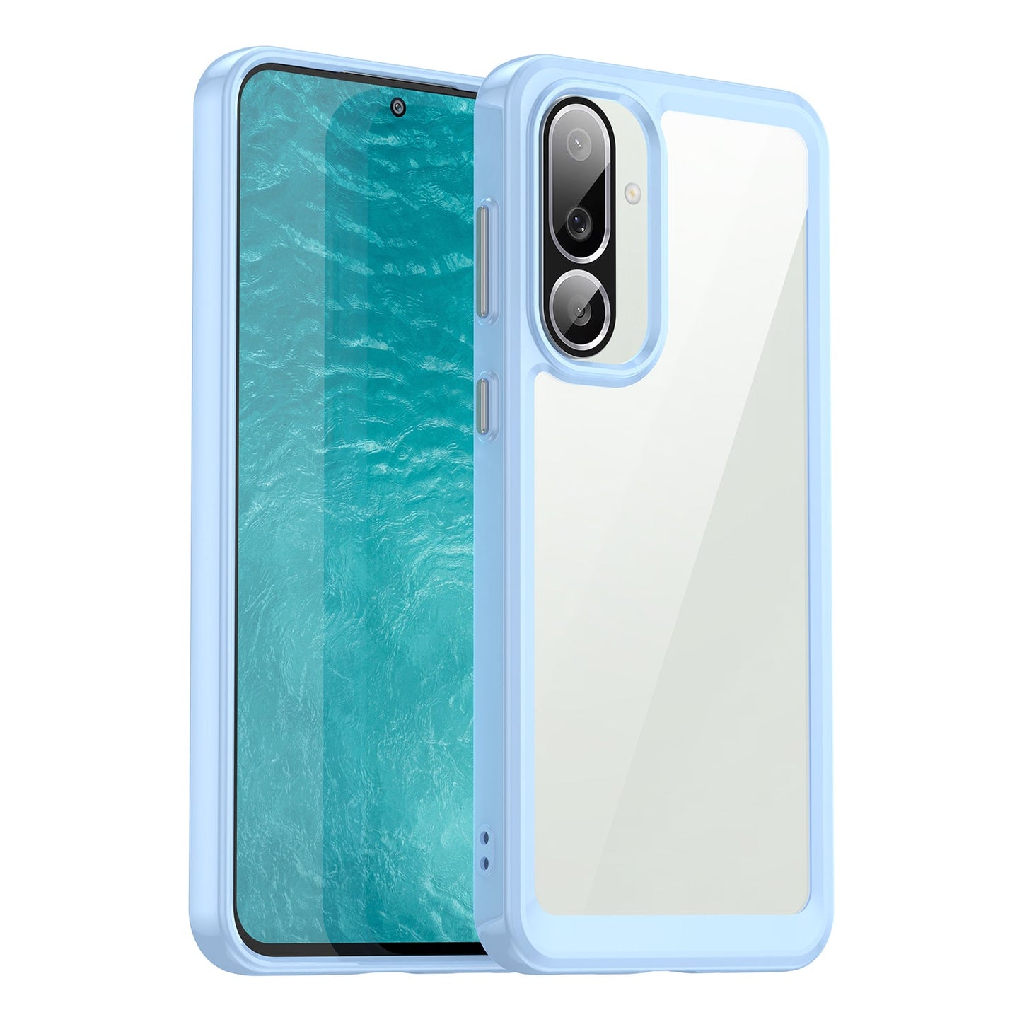 For Samsung Galaxy F56 5G Phone Case WANLONFENG XC Series TPU Acrylic Cover with Tempered Glass (Big Lens Hole) - Blue