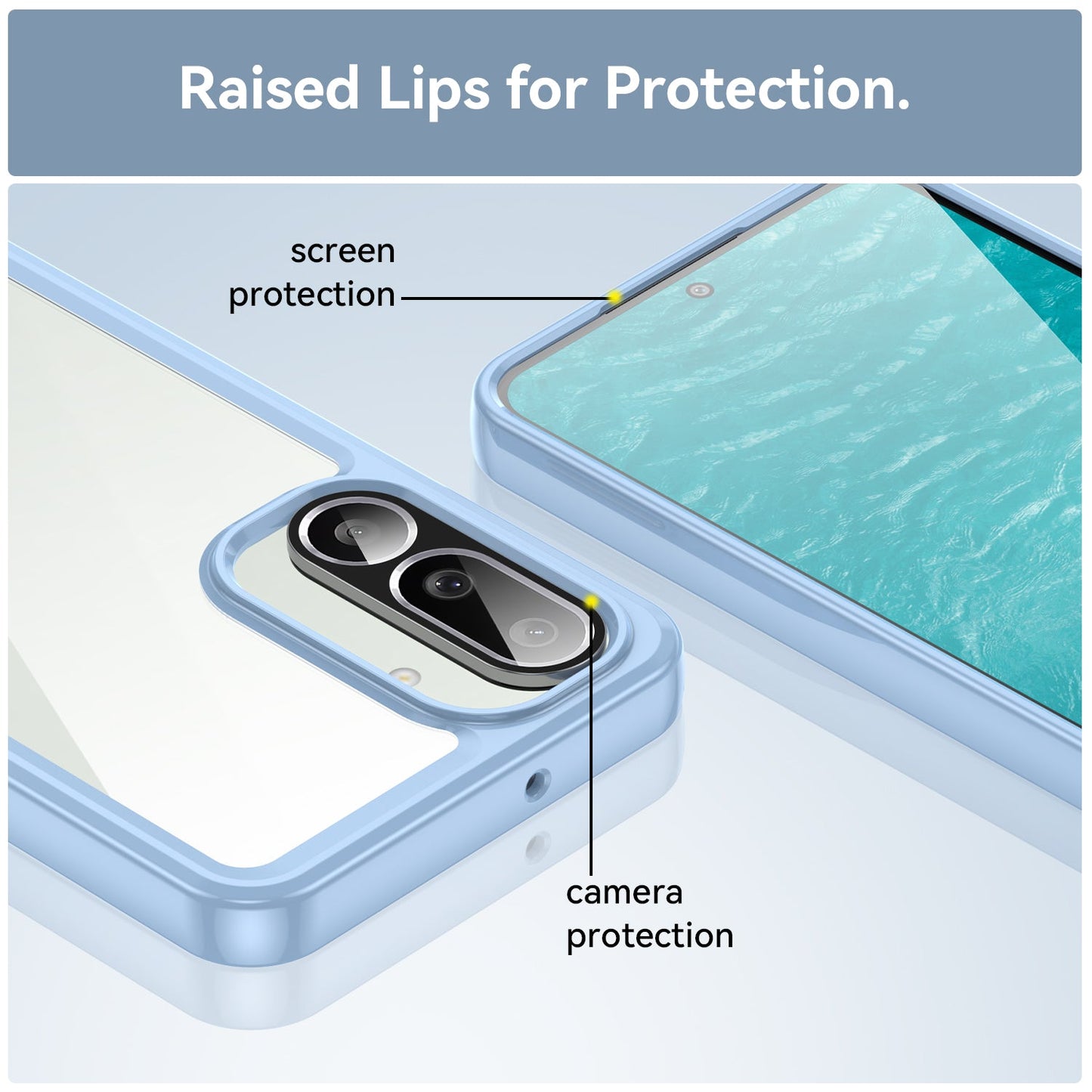 For Samsung Galaxy F56 5G Phone Case WANLONFENG XC Series TPU Acrylic Cover with Tempered Glass (Big Lens Hole) - Blue