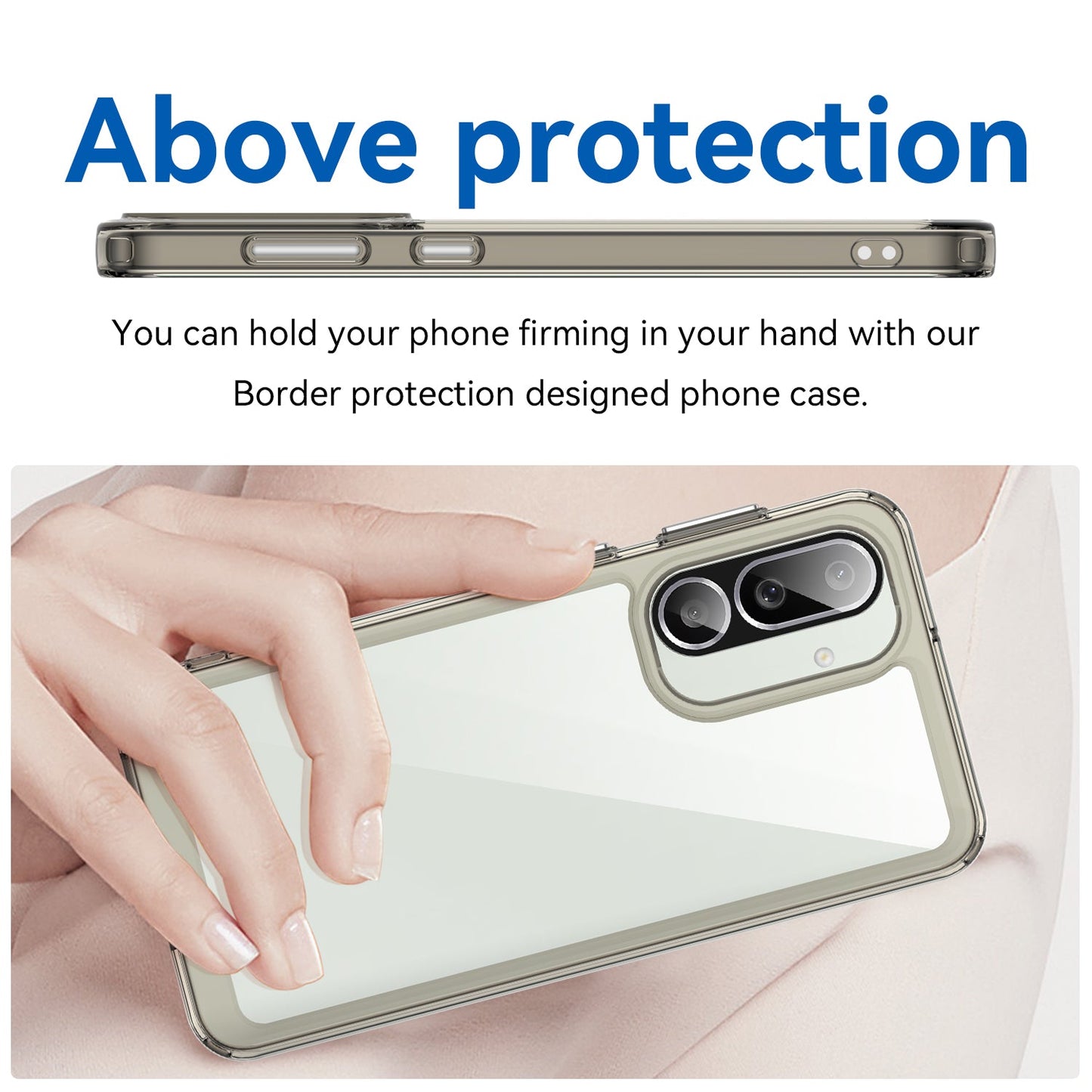 For Samsung Galaxy F56 5G Phone Case WANLONFENG XC Series TPU Acrylic Cover with Tempered Glass (Big Lens Hole) - Transparent Grey