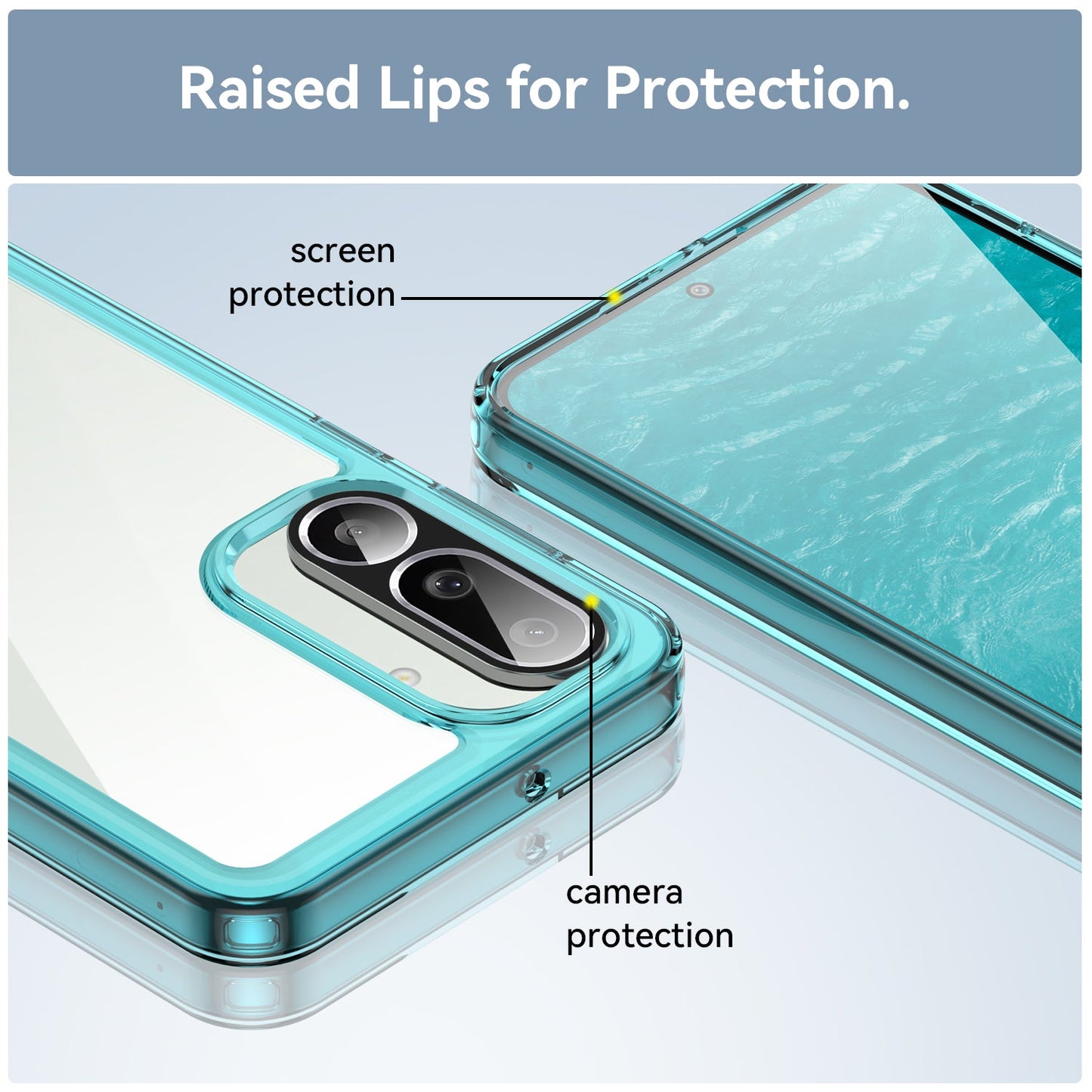 For Samsung Galaxy F56 5G Phone Case WANLONFENG XC Series TPU Acrylic Cover with Tempered Glass (Big Lens Hole) - Transparent Blue