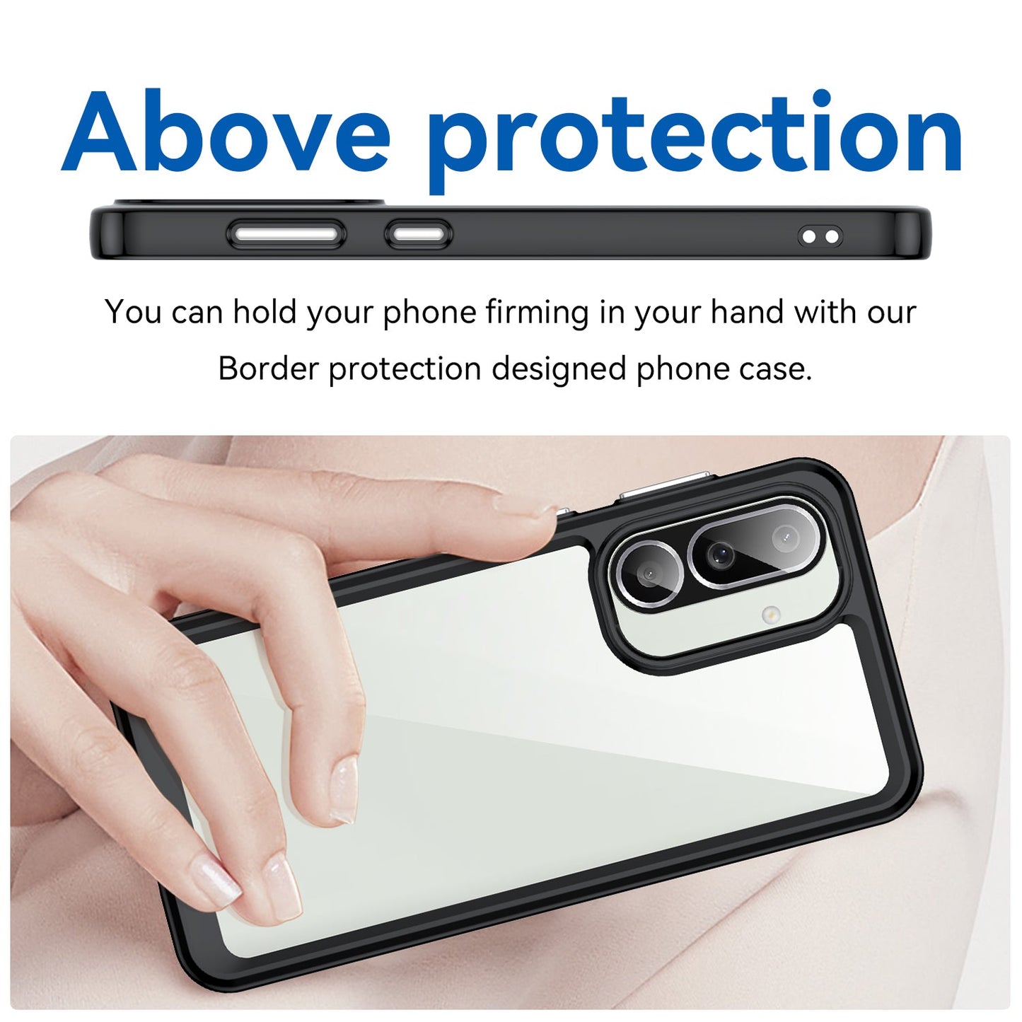 For Samsung Galaxy M56 5G Phone Case WANLONFENG XC Series TPU Acrylic Cover with Tempered Glass (Big Lens Hole) - Black
