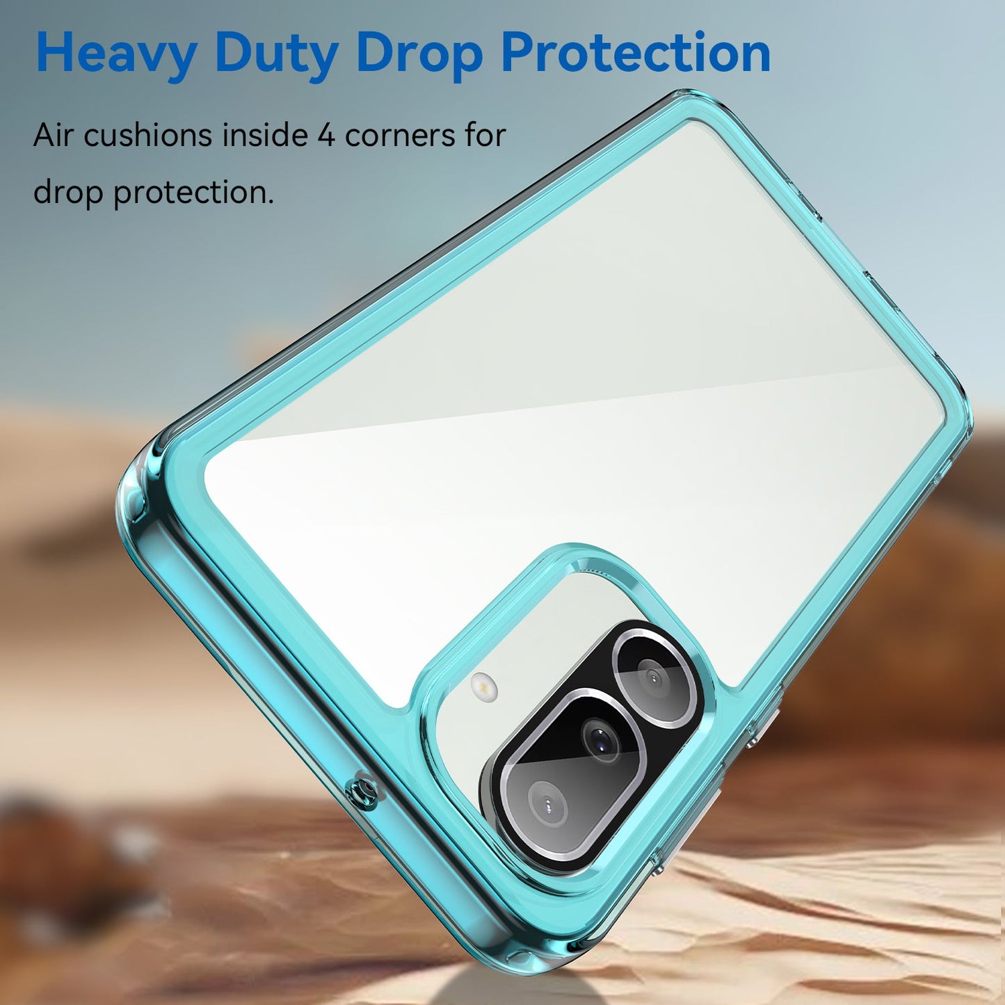 For Samsung Galaxy M56 5G Phone Case WANLONFENG XC Series TPU Acrylic Cover with Tempered Glass (Big Lens Hole) - Transparent Blue