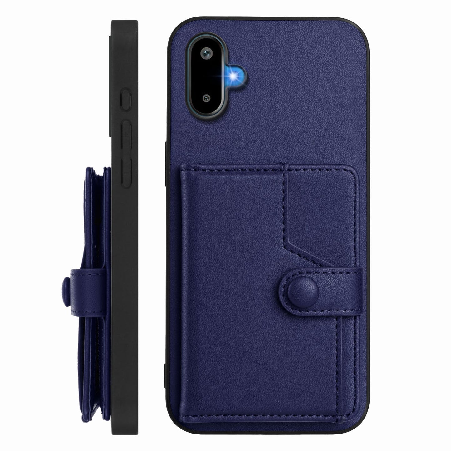 For Samsung Galaxy M06 5G / Galaxy F06 5G Case RFID Blocking Card Holder Kickstand TPU + PU Leather Phone Back Cover - Blue