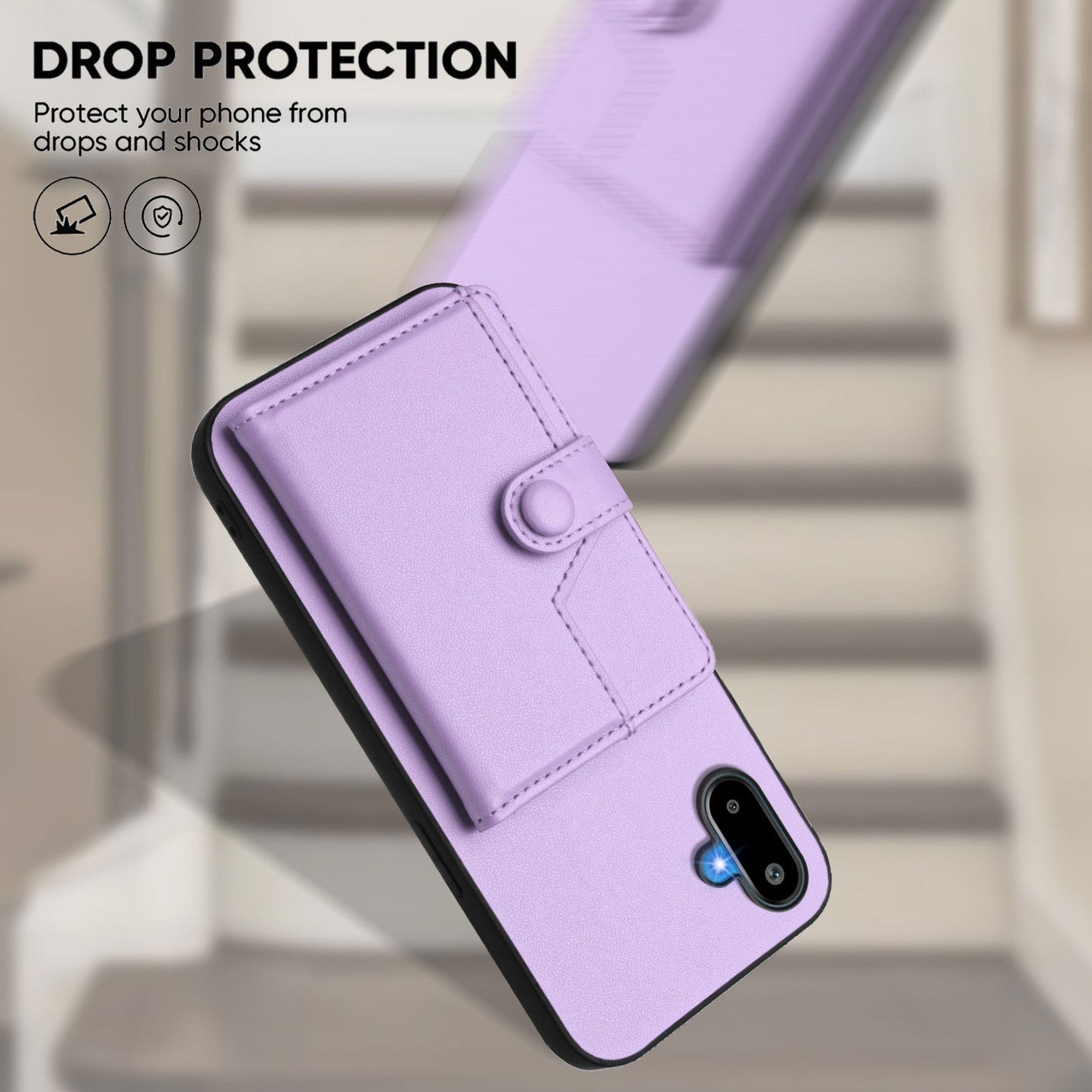 For Samsung Galaxy M06 5G / Galaxy F06 5G Case RFID Blocking Card Holder Kickstand TPU + PU Leather Phone Back Cover - Purple
