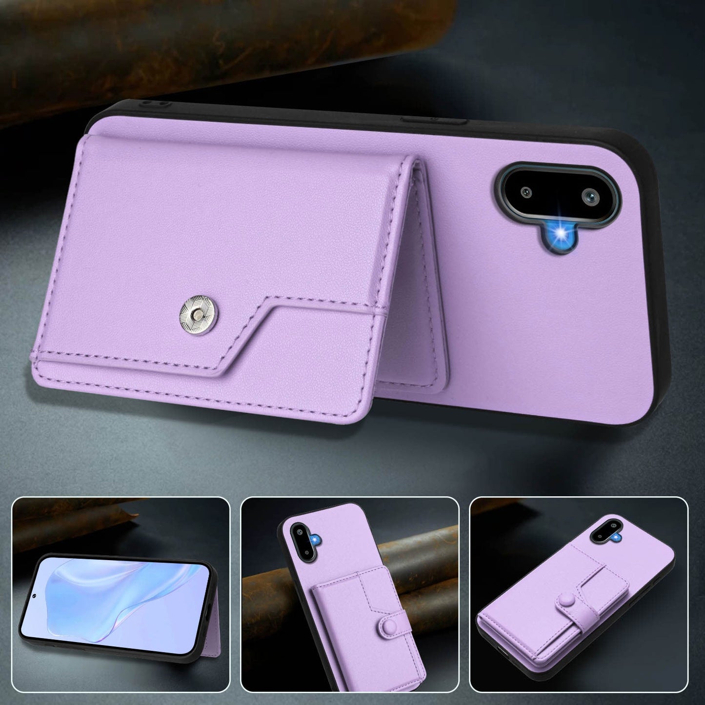 For Samsung Galaxy M06 5G / Galaxy F06 5G Case RFID Blocking Card Holder Kickstand TPU + PU Leather Phone Back Cover - Purple