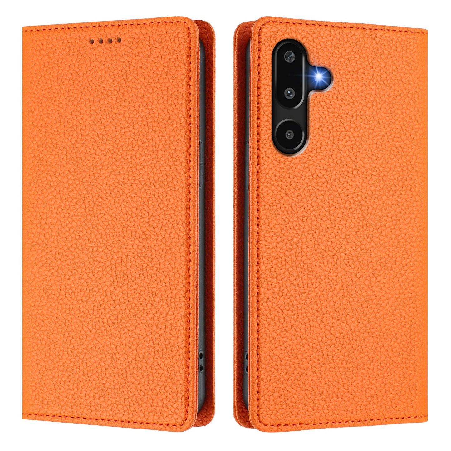 For Samsung Galaxy M16 5G / Galaxy F16 5G Wallet Case RFID Blocking Litchi Texture Leather Mobile Cover - Orange