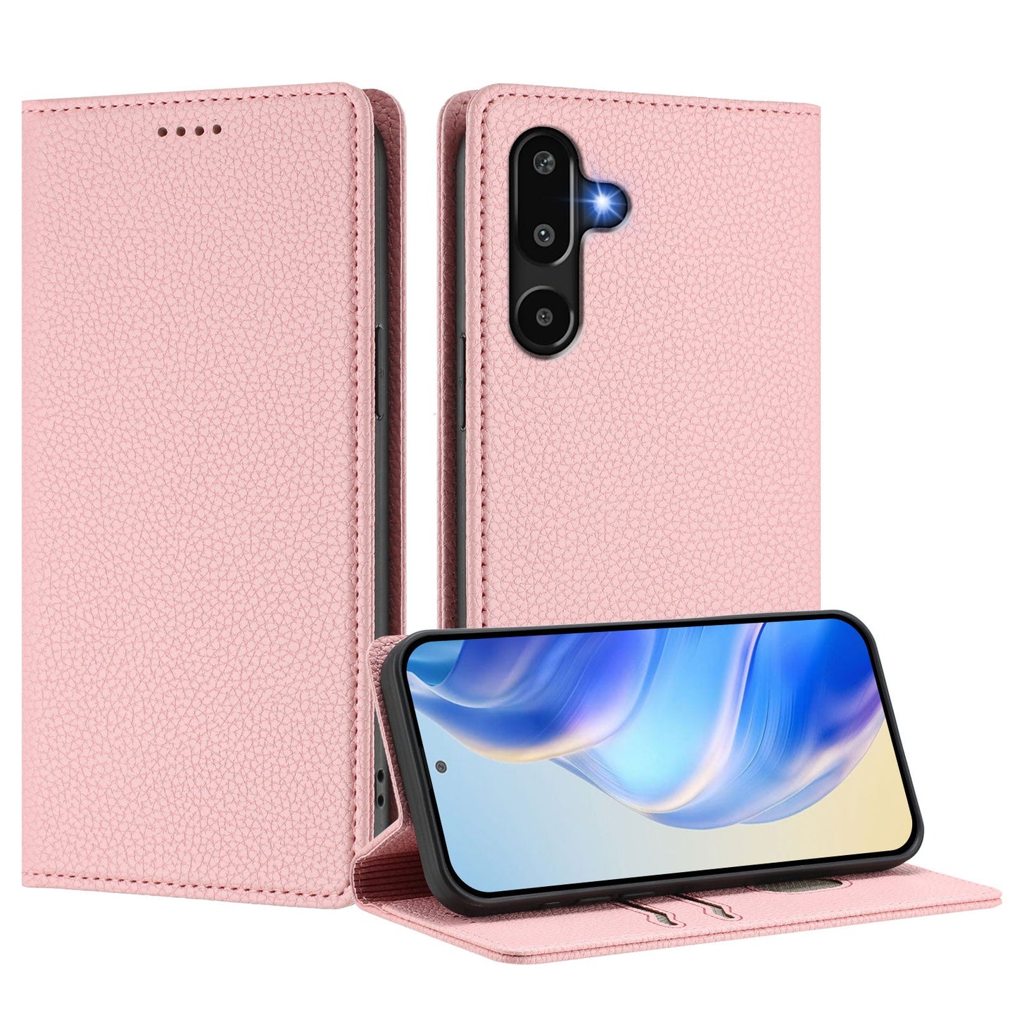 For Samsung Galaxy M16 5G / Galaxy F16 5G Wallet Case RFID Blocking Litchi Texture Leather Mobile Cover - Pink