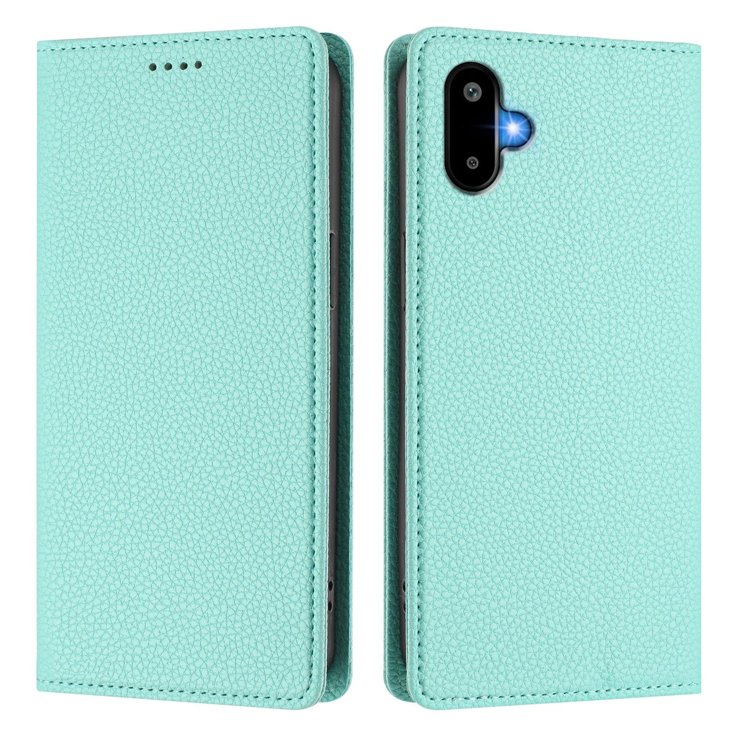 For Samsung Galaxy M06 5G / Galaxy F06 5G Wallet Case RFID Blocking Litchi Texture Leather Mobile Cover - Mint Green