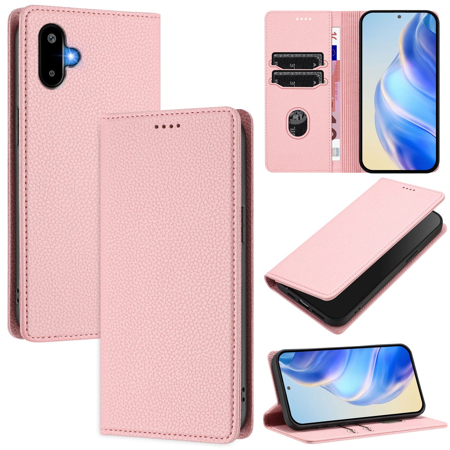 For Samsung Galaxy M06 5G / Galaxy F06 5G Wallet Case RFID Blocking Litchi Texture Leather Mobile Cover - Pink