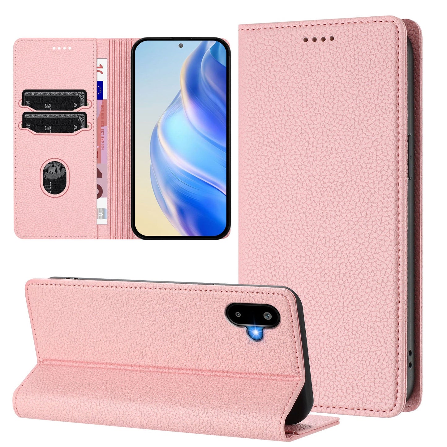 For Samsung Galaxy M06 5G / Galaxy F06 5G Wallet Case RFID Blocking Litchi Texture Leather Mobile Cover - Pink