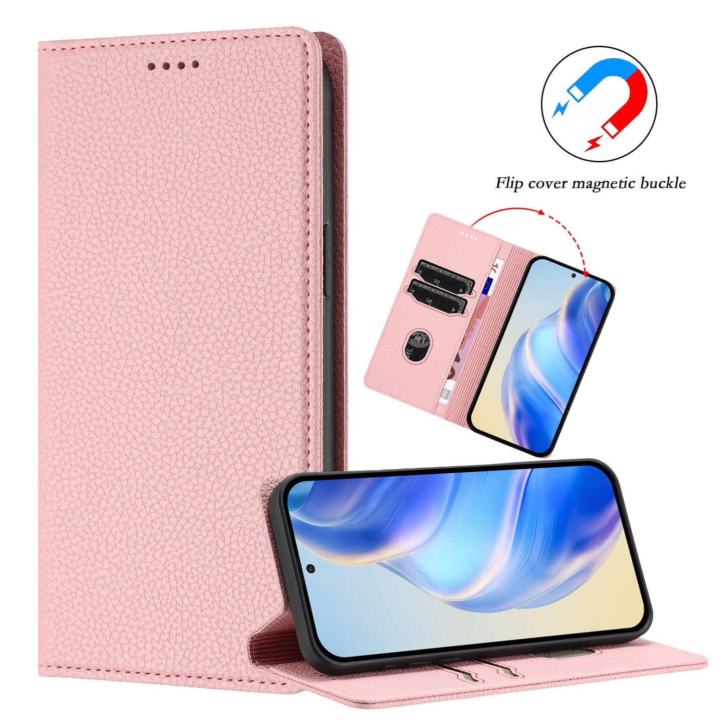For Samsung Galaxy M06 5G / Galaxy F06 5G Wallet Case RFID Blocking Litchi Texture Leather Mobile Cover - Pink