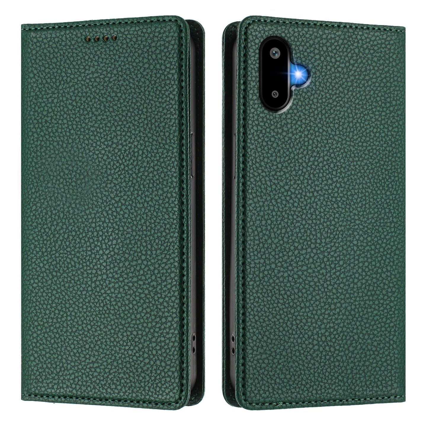 For Samsung Galaxy M06 5G / Galaxy F06 5G Wallet Case RFID Blocking Litchi Texture Leather Mobile Cover - Dark Green