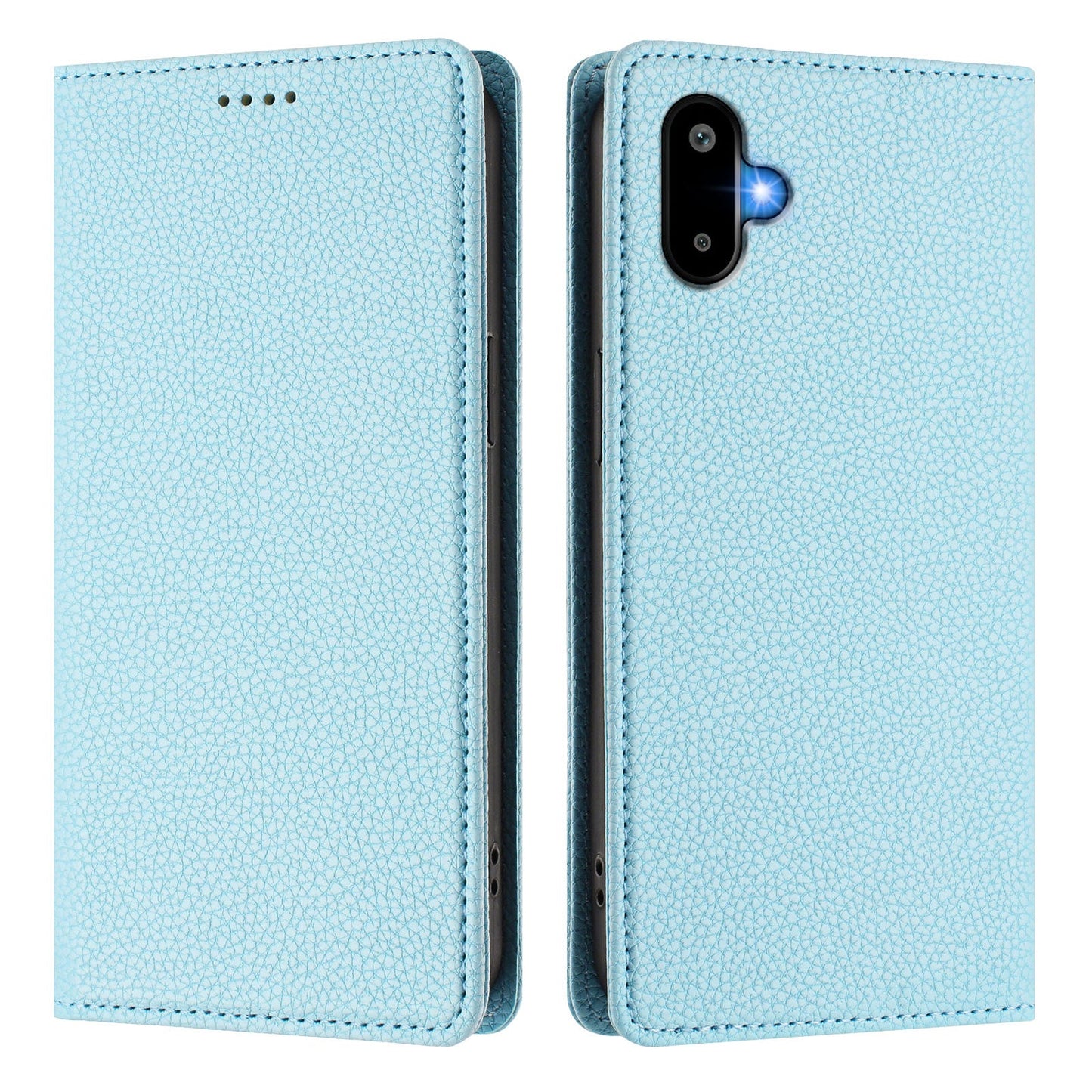For Samsung Galaxy M06 5G / Galaxy F06 5G Wallet Case RFID Blocking Litchi Texture Leather Mobile Cover - Baby Blue