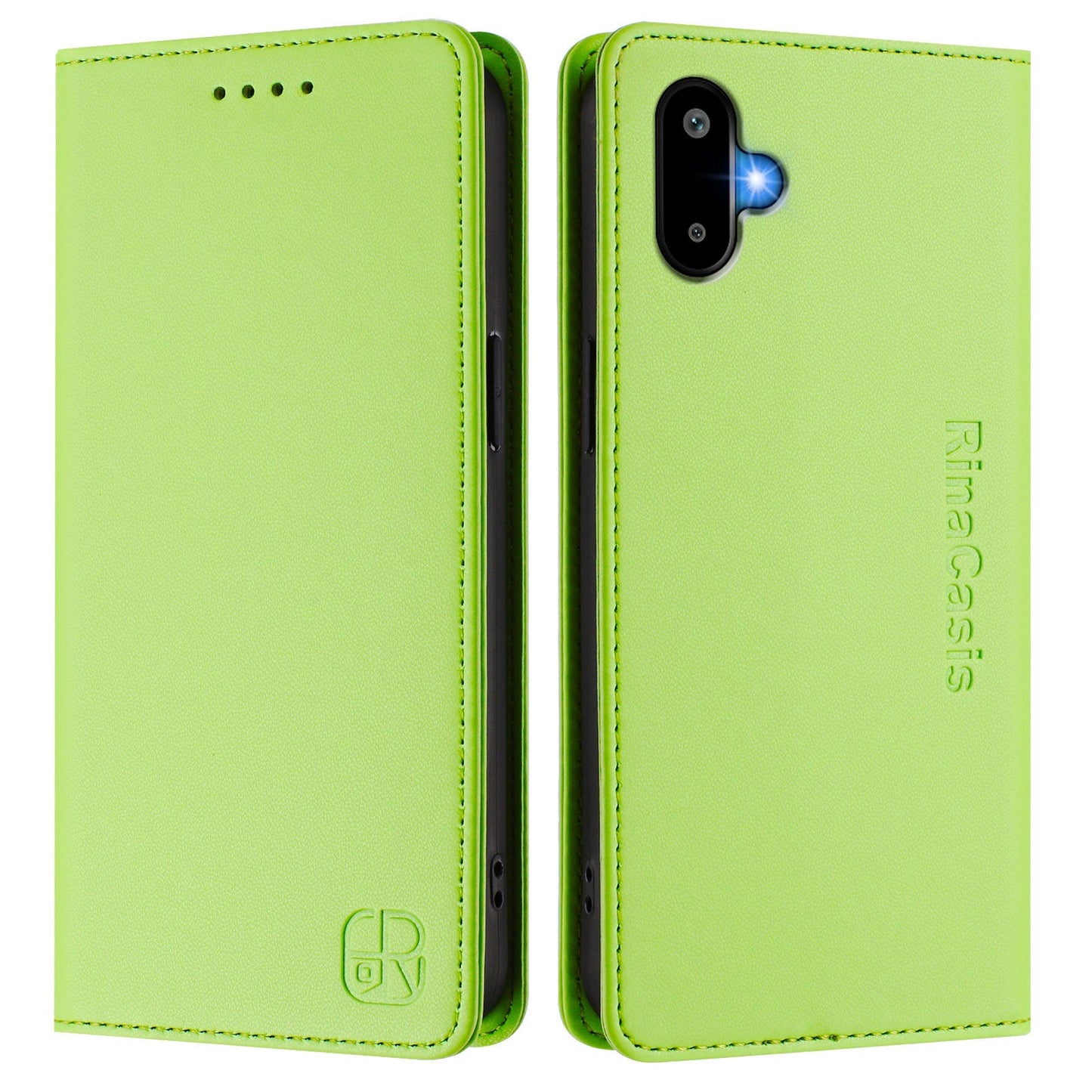 For Samsung Galaxy M06 5G / Galaxy F06 5G Leather Case RINACASIS RC01 Phone Cover with RFID Blocking Wallet Stand - Green