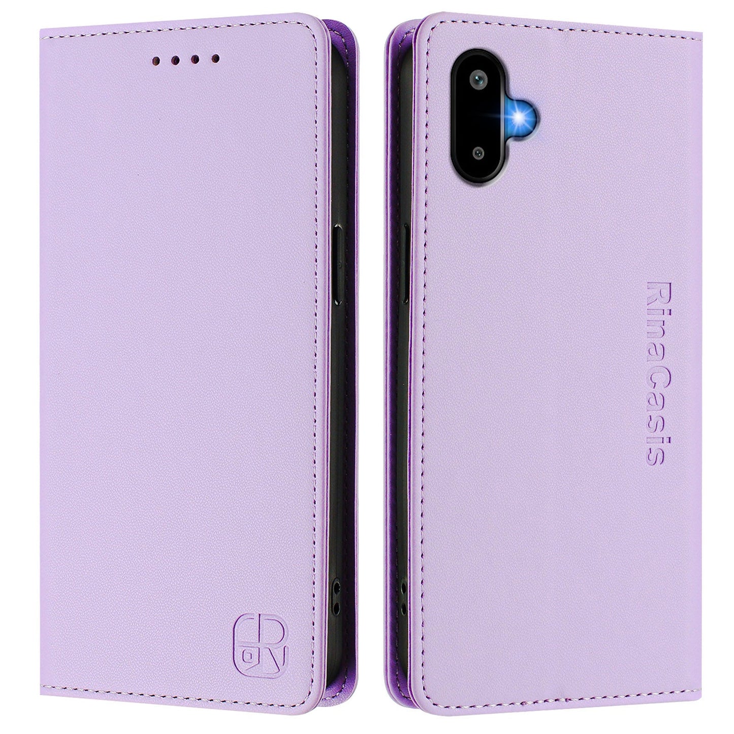 For Samsung Galaxy M06 5G / Galaxy F06 5G Leather Case RINACASIS RC01 Phone Cover with RFID Blocking Wallet Stand - Light Purple