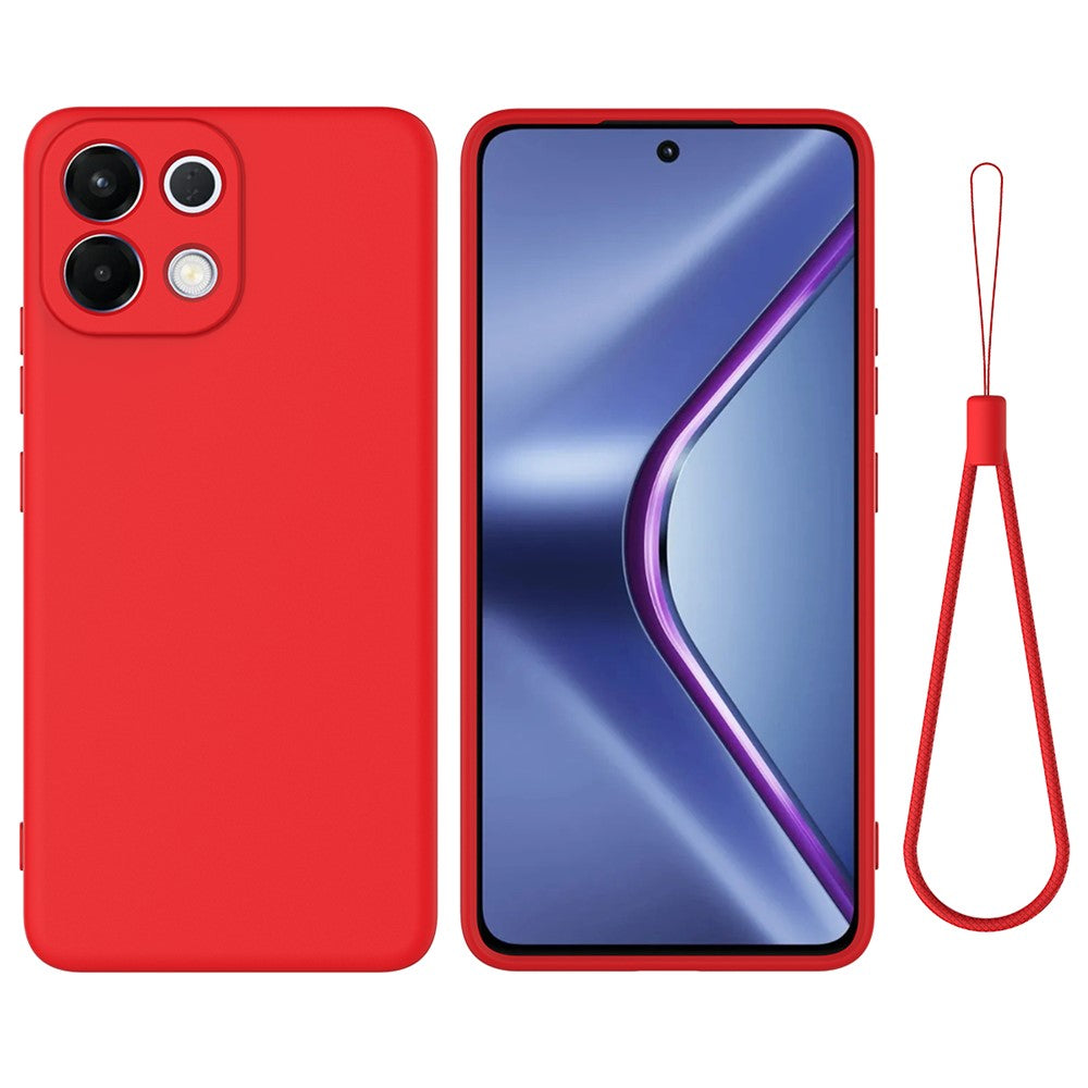 For Oppo K13 5G Liquid Silicone Case Phone Back Cover with Hand Strap - Red