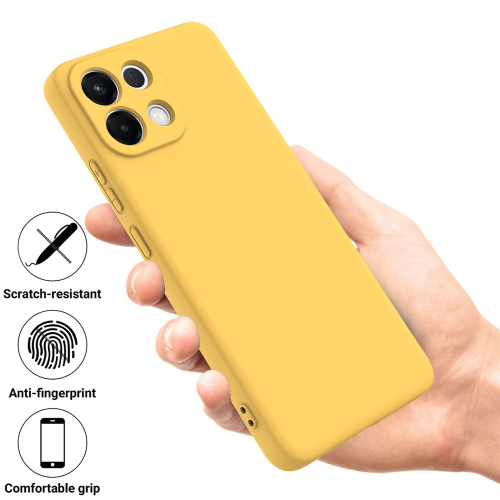 For Oppo K13 5G Liquid Silicone Case Phone Back Cover with Hand Strap - Yellow