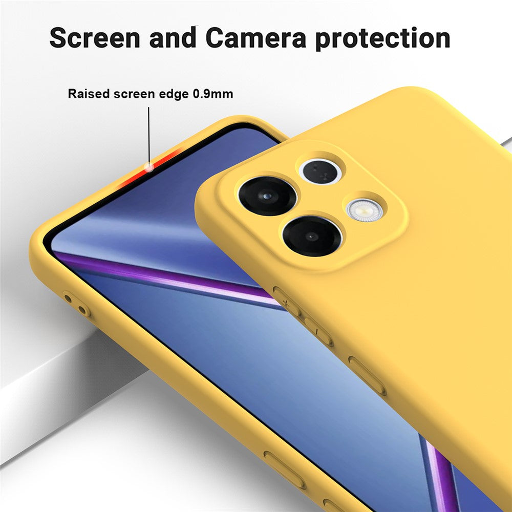 For Oppo K13 5G Liquid Silicone Case Phone Back Cover with Hand Strap - Yellow
