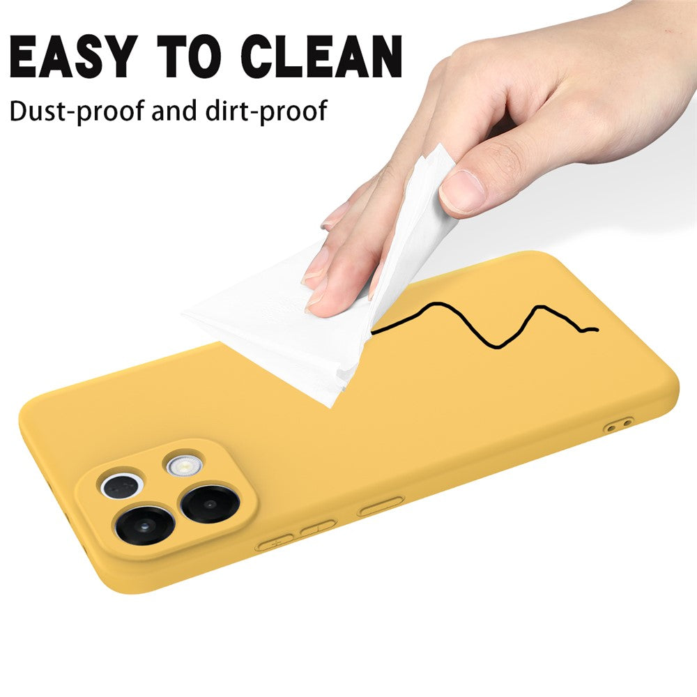 For Oppo K13 5G Liquid Silicone Case Phone Back Cover with Hand Strap - Yellow