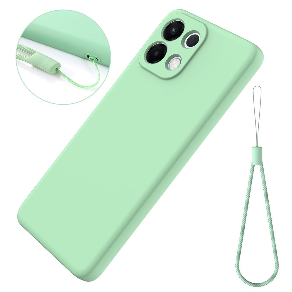For Oppo K13 5G Liquid Silicone Case Phone Back Cover with Hand Strap - Green