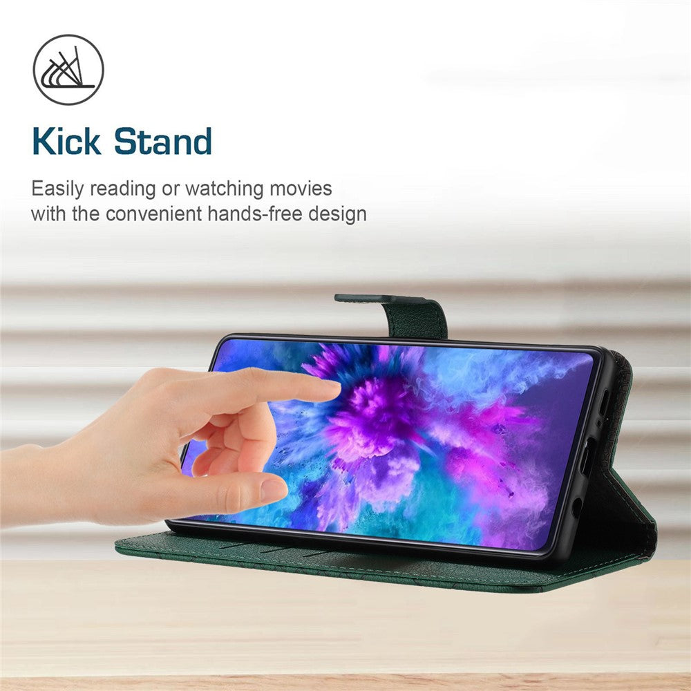 For iPhone 17 Pro Max Case Wallet Imprint PU Leather Flip Folio Phone Cover - Green