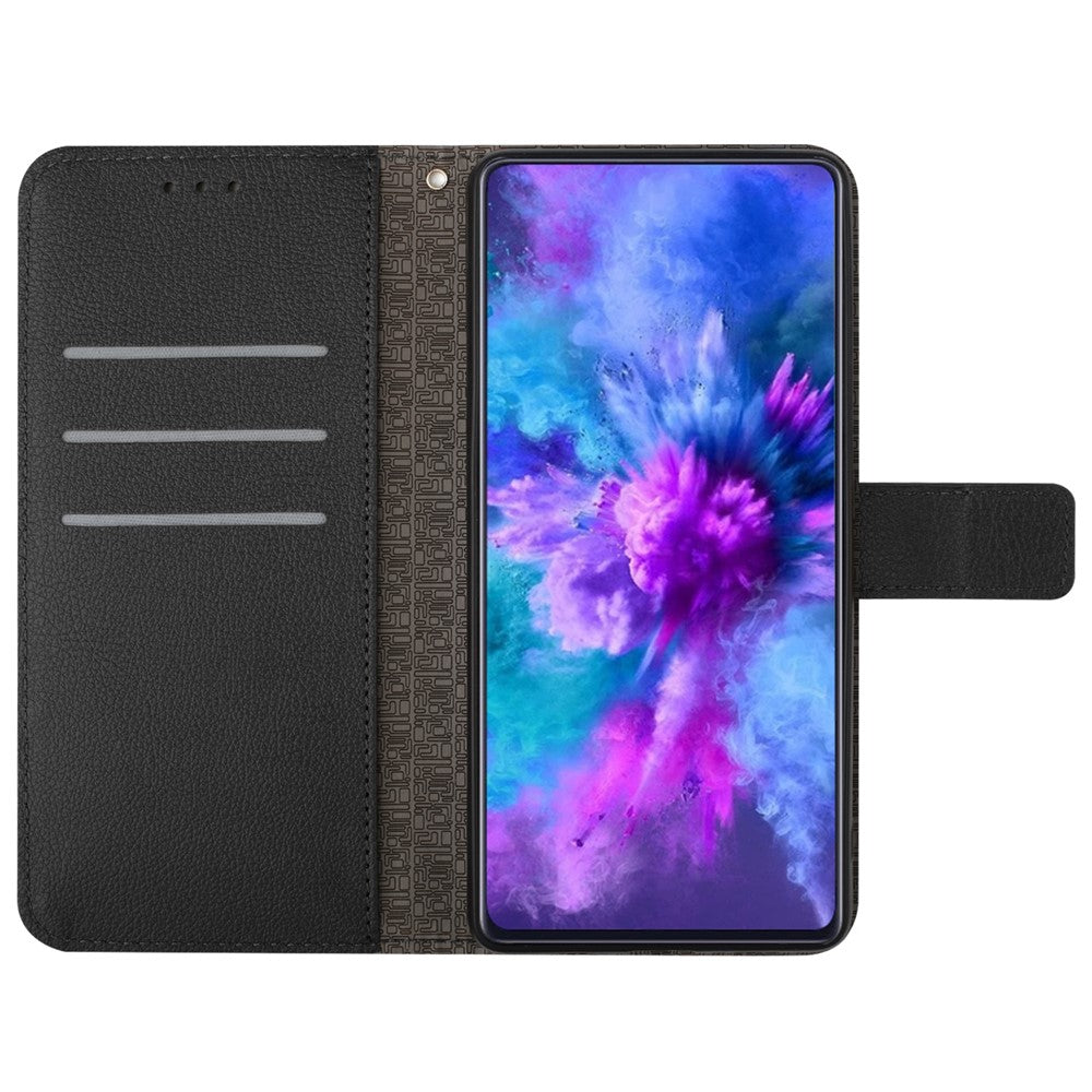 For Oppo Reno14 Pro 5G (Global) Case Wallet Imprint PU Leather Flip Folio Phone Cover - Black